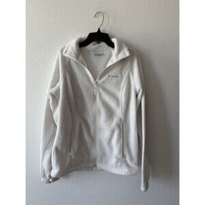 Columbia Women's Medium Full Zip Fleece Jacket White With Gray Logo